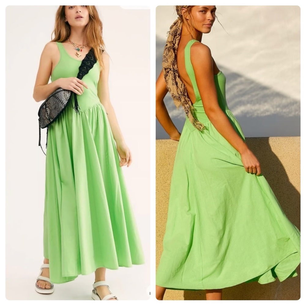 Free People Lime Green Sleeveless Dress